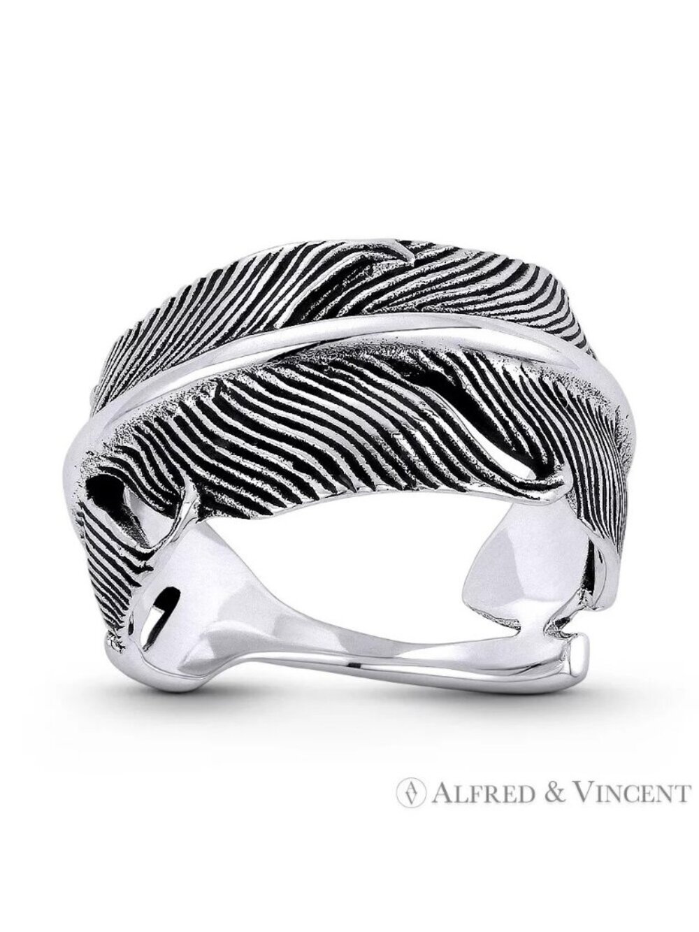 Angel/Eagle Feather Christian Native American Ring .925 in Sterling Silver Sz.6